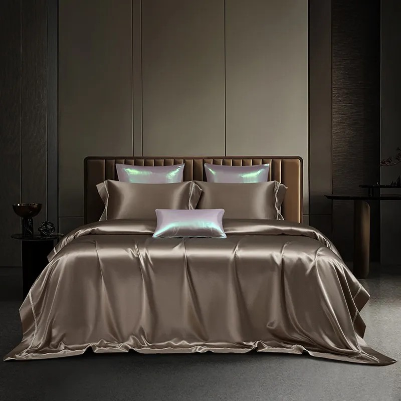 Duvet Cover Sets With Zipper - Mulberry Silk Premium 4Pcs Duvet Cover