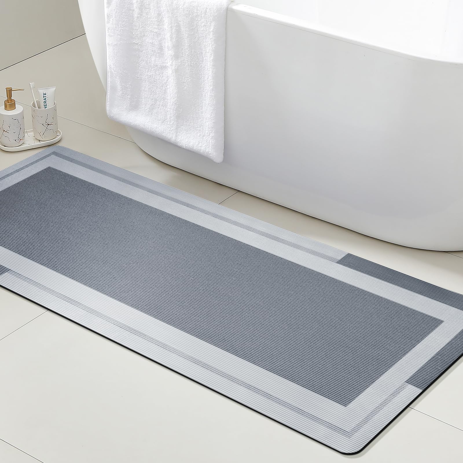 Quick Dry Diatomite Bath Mat - VIKAMA Bathroom Runner Rug with No