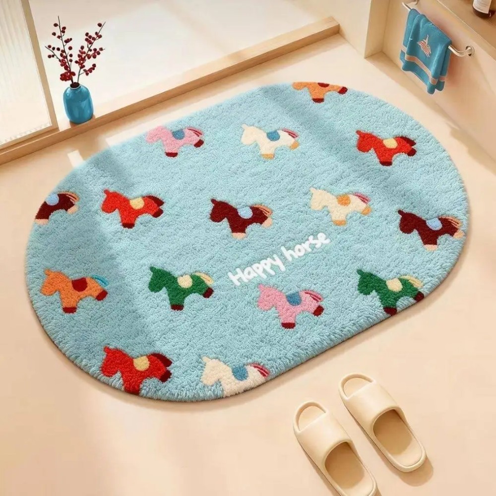 Quick Dry Diatomite Bath Mat - VIKAMA Non-slip Horse Zodiac Washable Bath