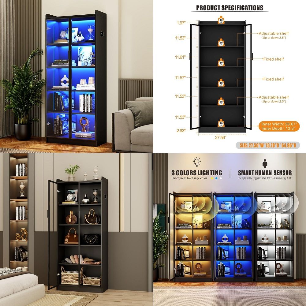 Lighting - Display Cabinet with Adjustable Shelves, 65