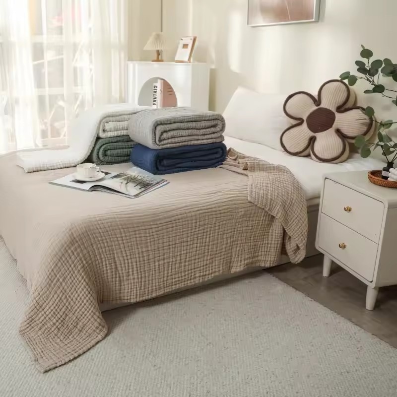 Muslin Cotton Bedspread - 6 Layers Cotton Muslin Blankets Lightweight