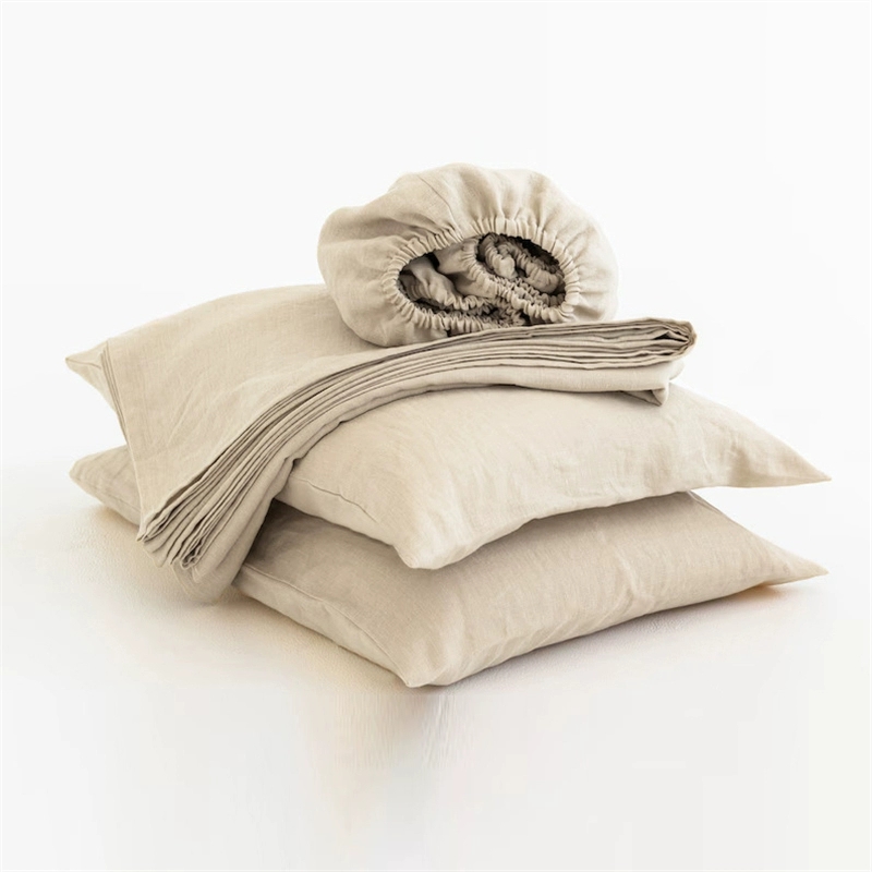 Fitted Bed Sheets Deep Pocket - 100% Linen Soft Bed Sheets, Queen