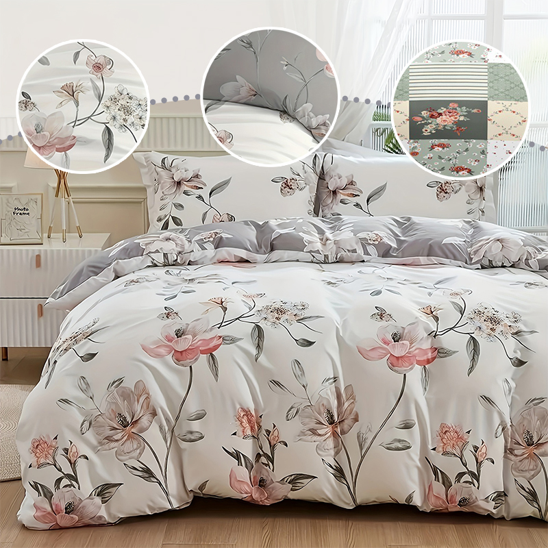 Aesthetic Floral Duvet Cover - 2/3PCS Green Floral Duvet Cover Set