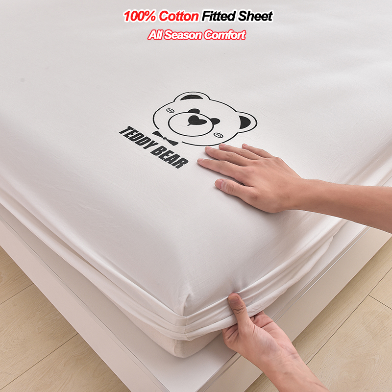 Fitted Bed Sheets Deep Pocket - 100% Cotton Fitted Sheet 28cm Deep
