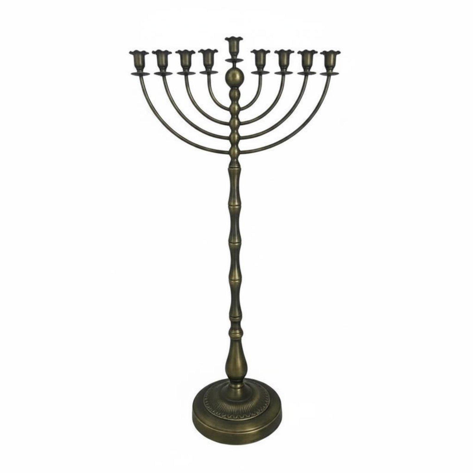 Home Decor - Antique Bronze Menorah Stand Metal Construction