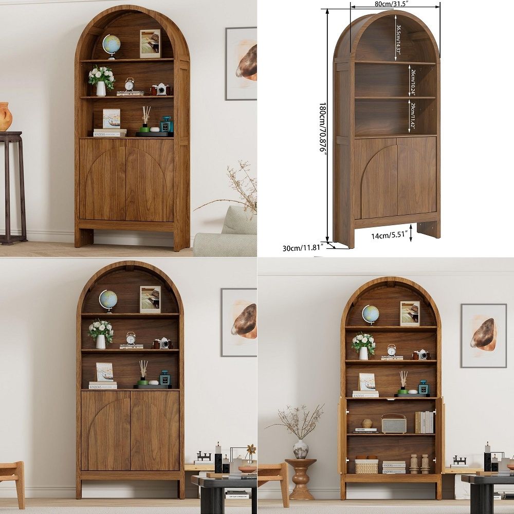 Storage & Organization - Century Arched Display Cabinet with Doors,