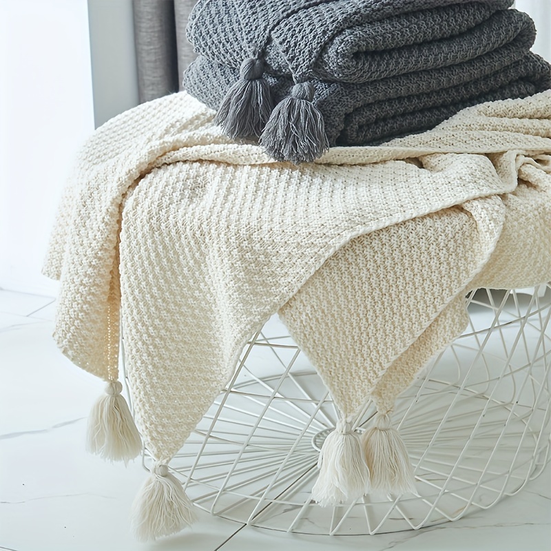 Boho Throw Blanket Fringe - Boho Knitted Throw Blanket Decorative Tassel