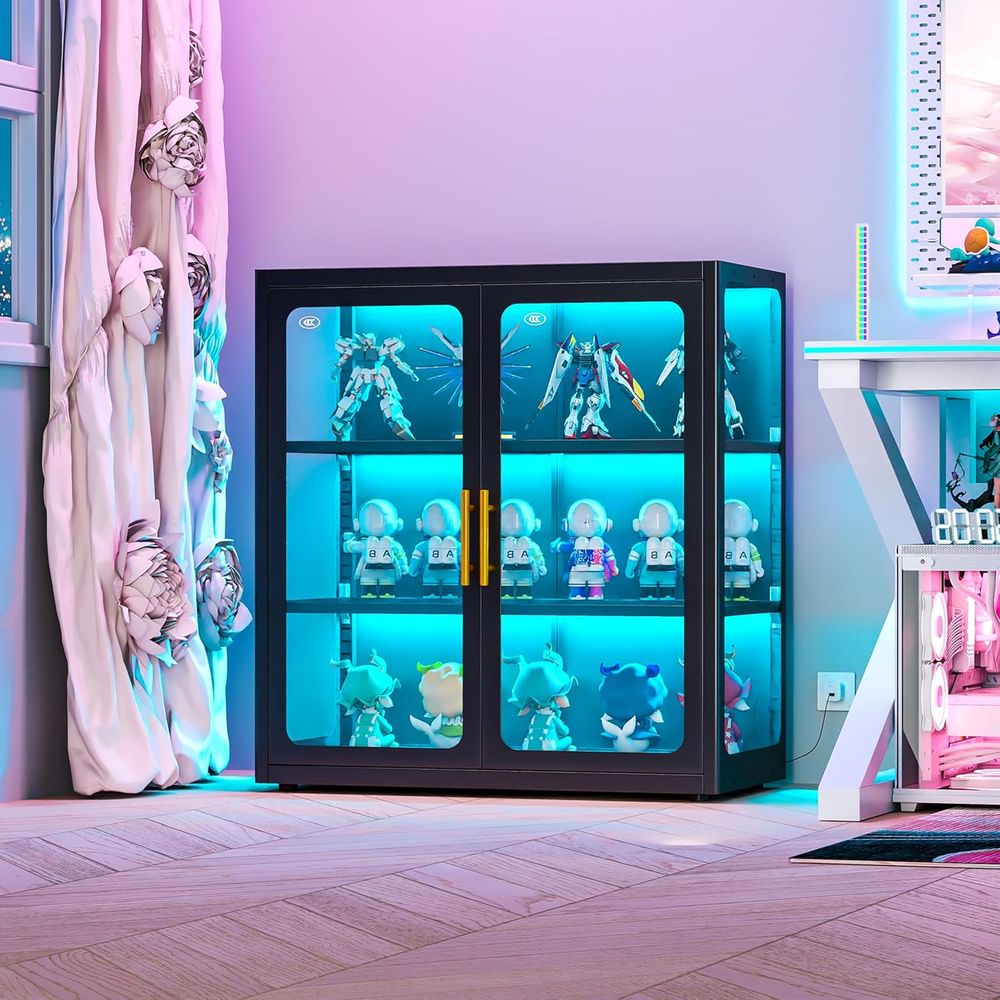 Lighting - 34 Tall Glass Door Display Cabinet