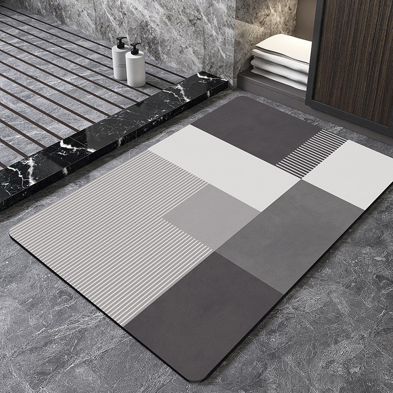 Quick Dry Diatomite Bath Mat - Nordic Geometric Diatomite Bath Mat Bathroom