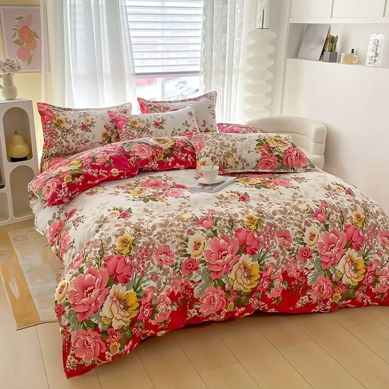 Duvet Cover Sets With Zipper - Floral Duvet Cover Set with Zipper