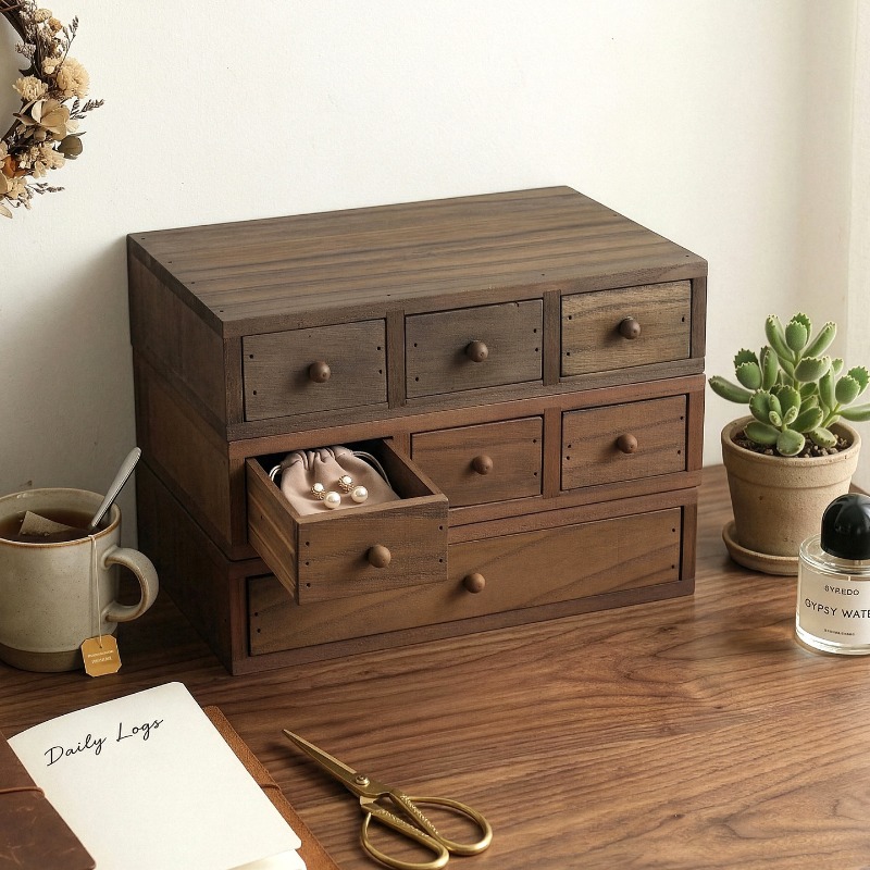 Storage & Organization - Wooden Desktop Storage Box Monitor Heightening