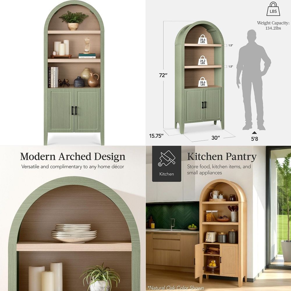 71 Tall Arched Kitchen Pantry, - đánh giá và giá Storage & Organization