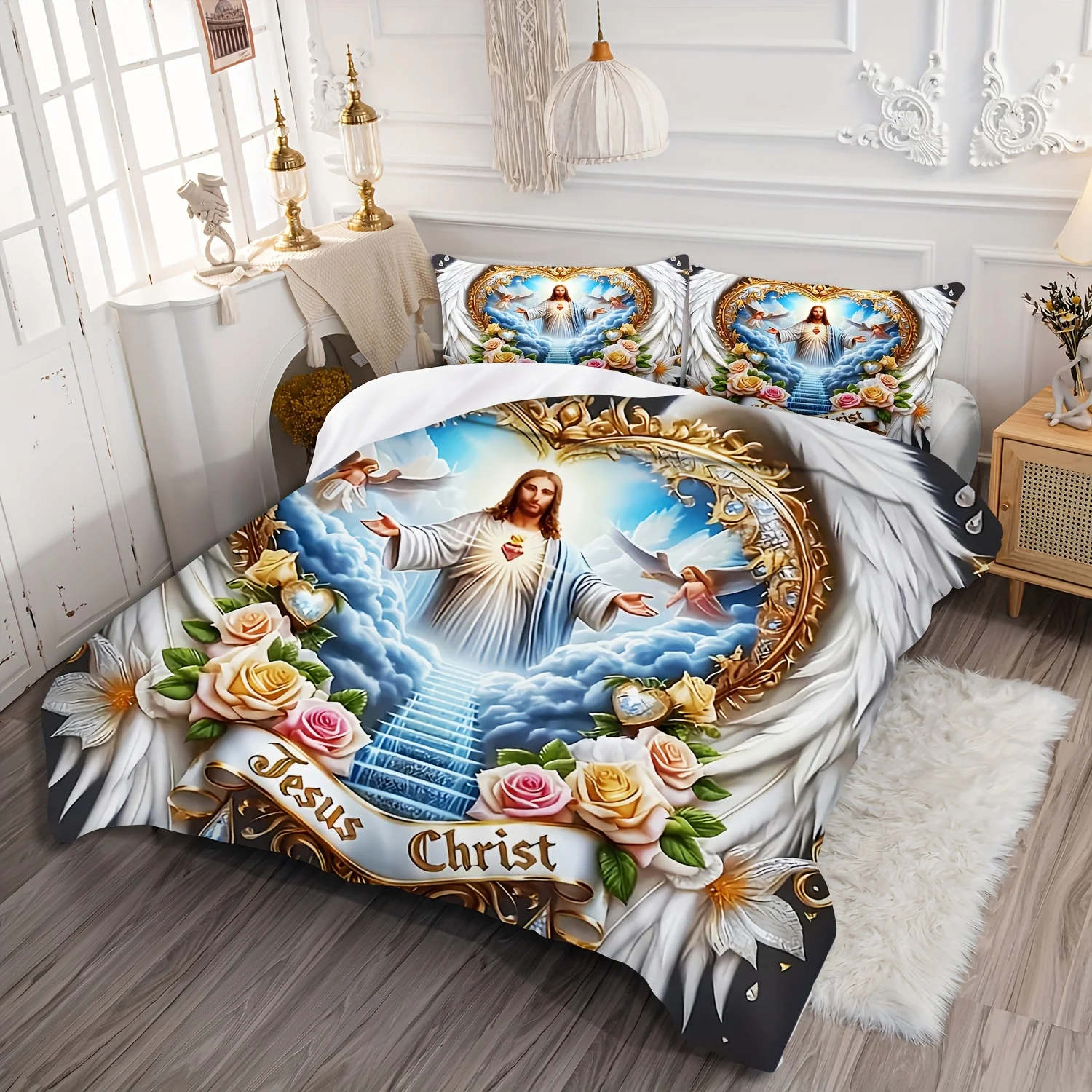 Sacred Devotion Wings Cross Fl - đánh giá và giá Duvet Cover Sets With Zipper