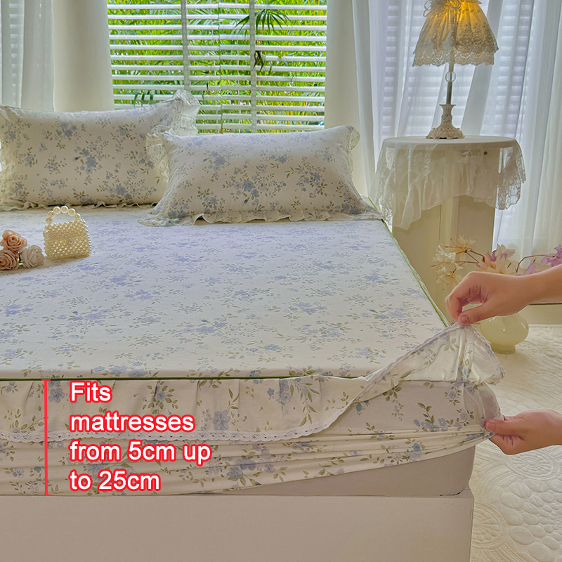 100% Cotton Floral Printed Ruf - đánh giá và giá Fitted Bed Sheets Deep Pocket