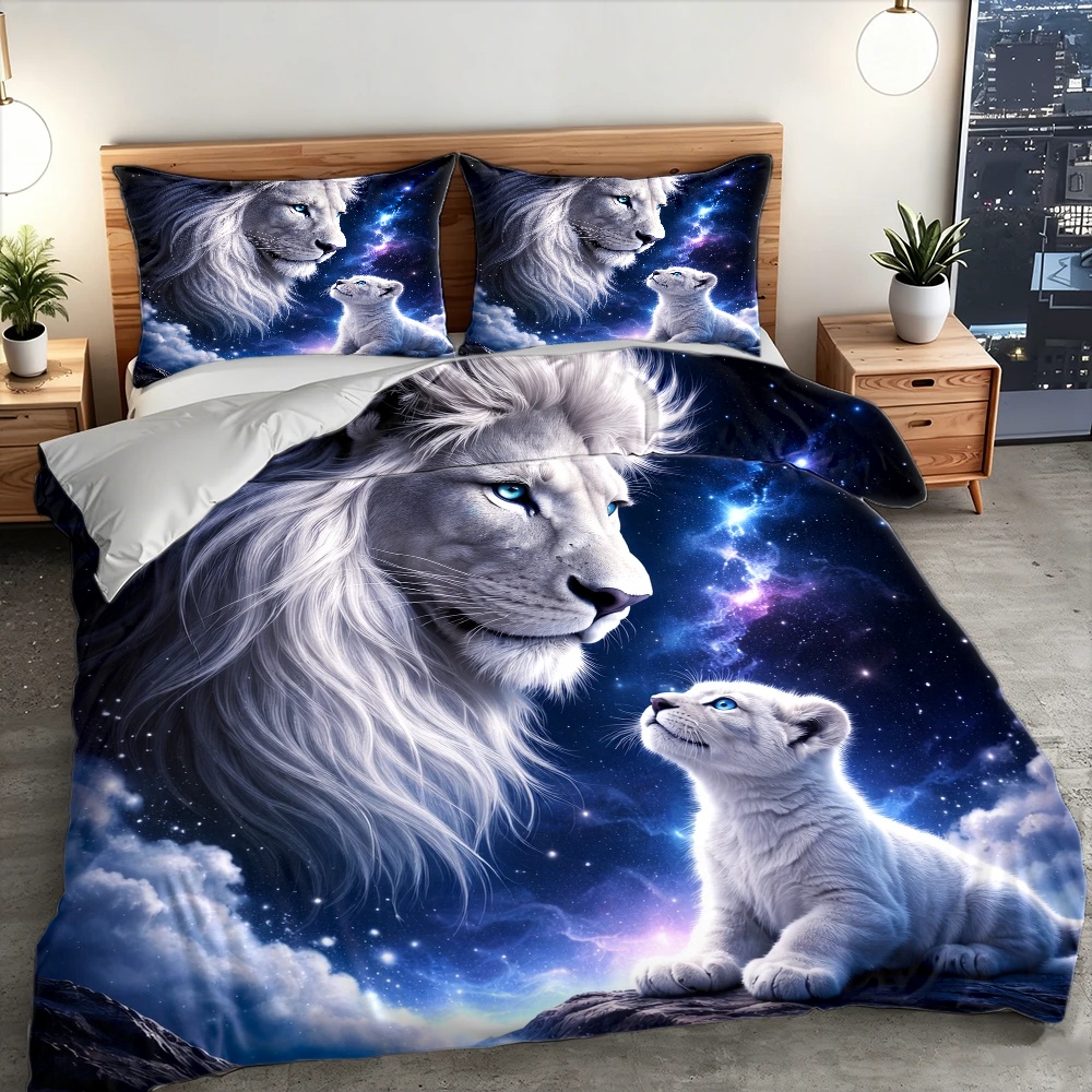 3Pc Starry Sky Lion Parent-Chi - đánh giá và giá Duvet Cover Sets With Zipper