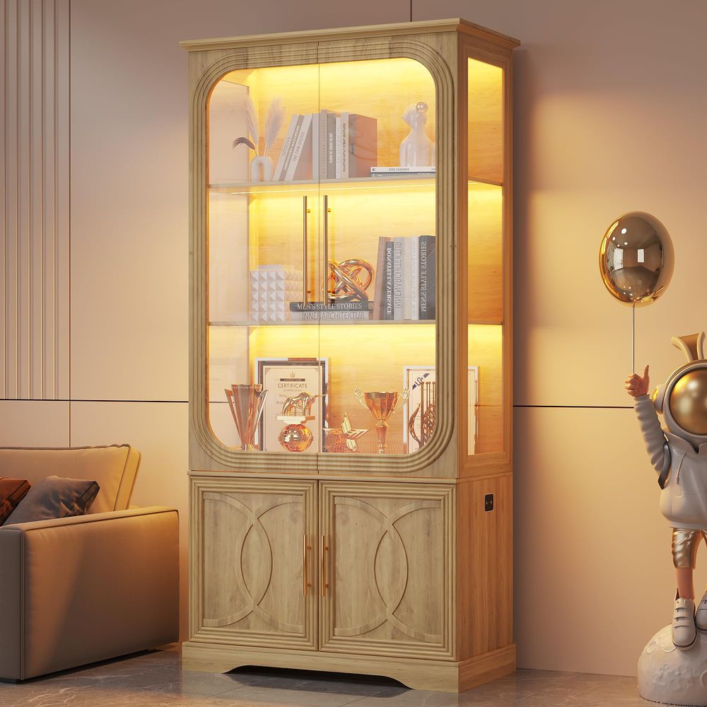 Display Cabinet with Glass Doo - đánh giá và giá Storage & Organization