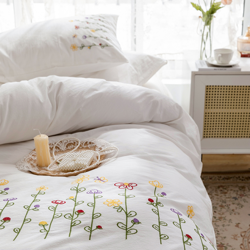 3pcs  Embroidery Duvet Cover S - đánh giá và giá Aesthetic Floral Duvet Cover