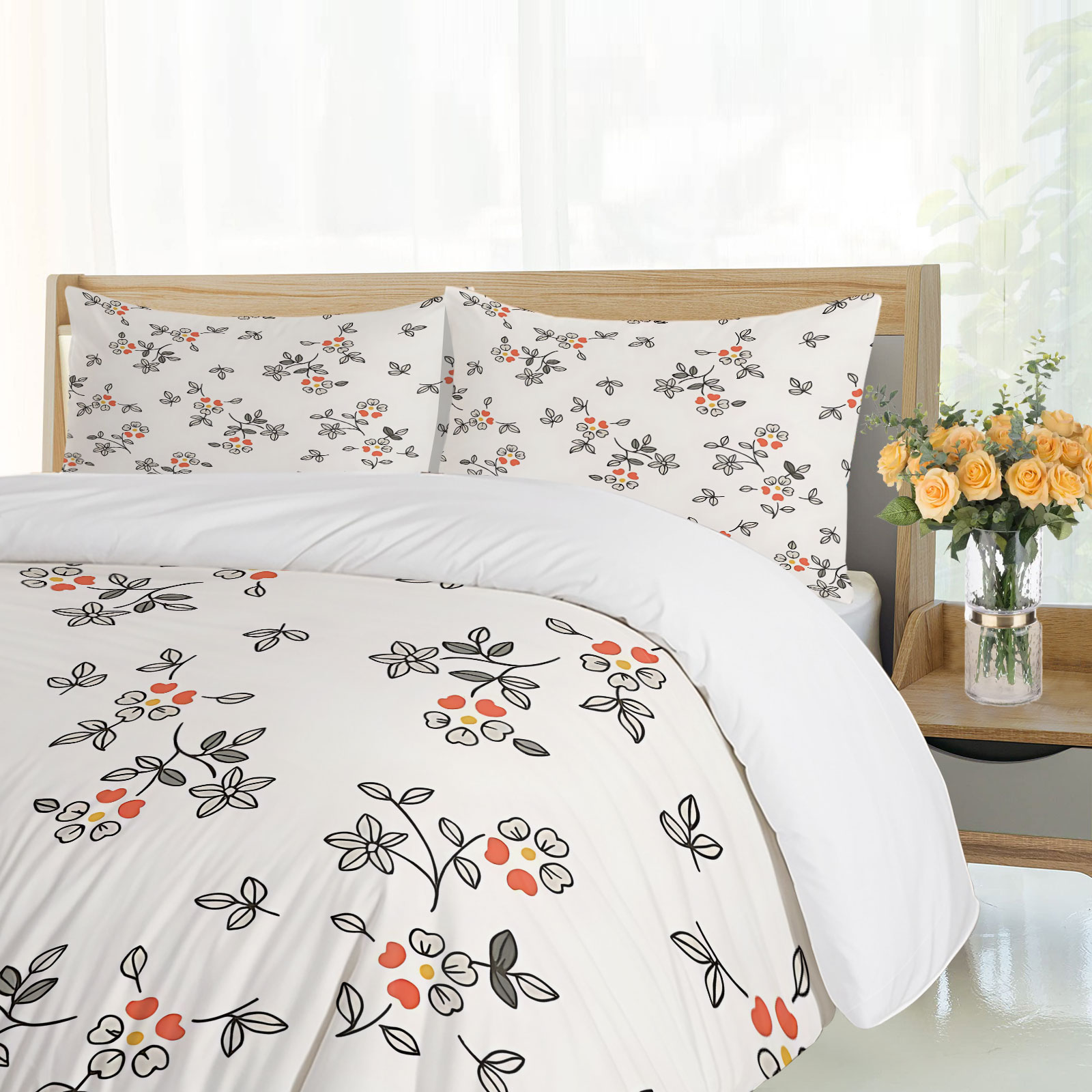 Minimal Hand-Drawn Thin Line O - đánh giá và giá Aesthetic Floral Duvet Cover