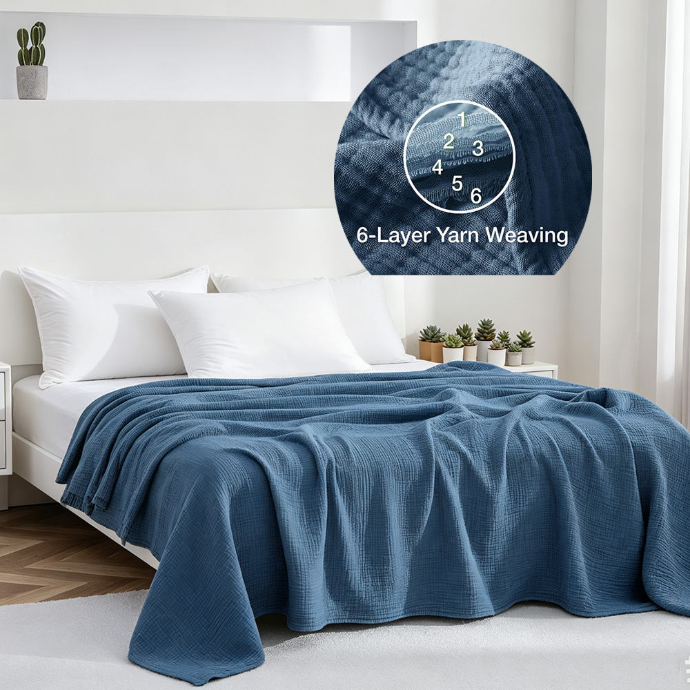 6 Layers Cotton Muslin Blanket - đánh giá và giá Muslin Cotton Bedspread