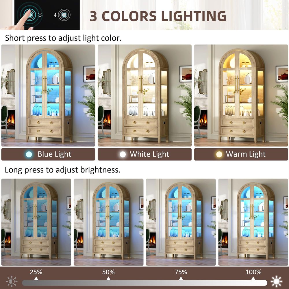 71 Arched Curio Cabinet with G - đánh giá và giá Lighting