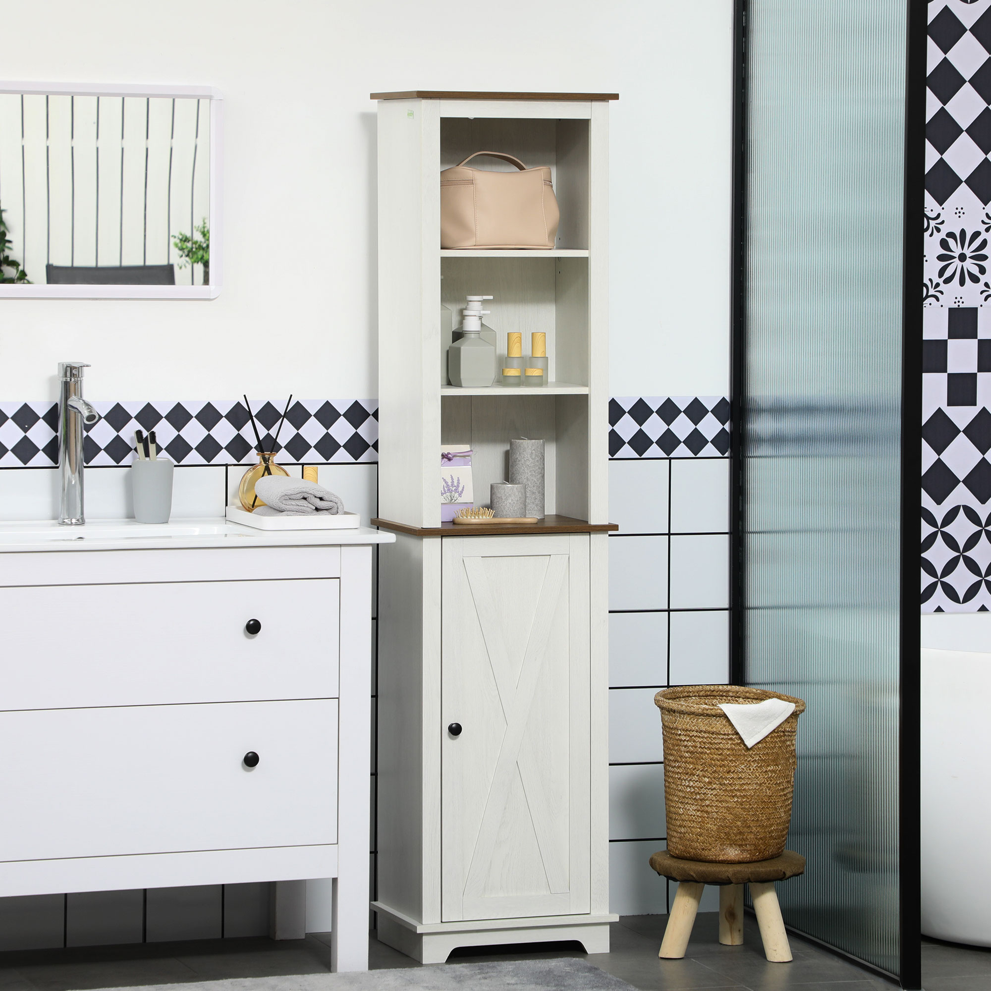 Farmhouse Bathroom Cabinet, Ta - đánh giá và giá Storage & Organization