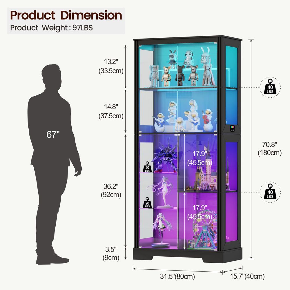 Lighted Corner Display Curio C - đánh giá và giá Lighting