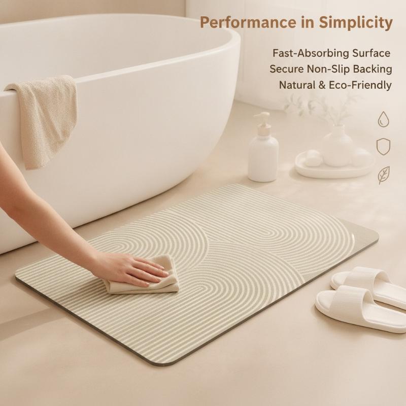 Beige Striped Diatomite Bath M - đánh giá và giá Quick Dry Diatomite Bath Mat