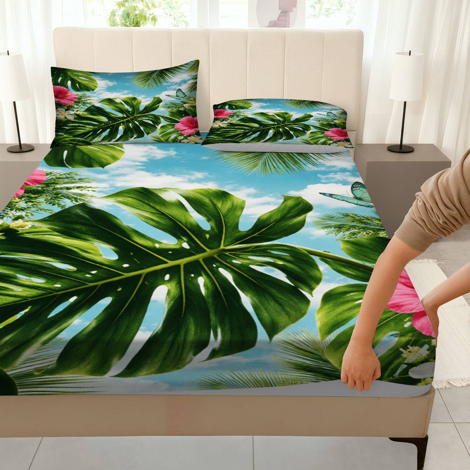 Tropical Hibiscus Bed Sheet Se - đánh giá và giá Fitted Bed Sheets Deep Pocket