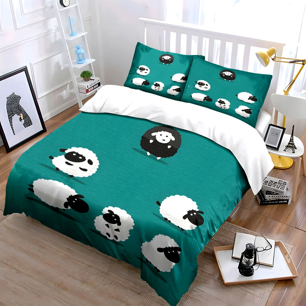 Cartoon sheep and a black one  - đánh giá và giá Duvet Cover Sets With Zipper