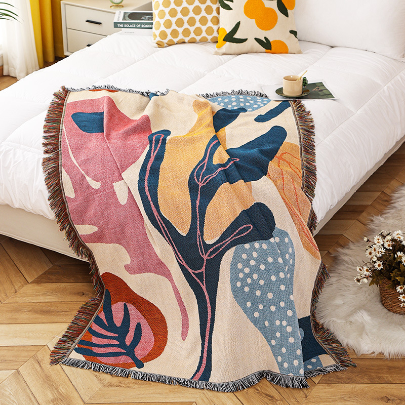 Boho Abstract Botanical Jacqua - đánh giá và giá Boho Throw Blanket Fringe