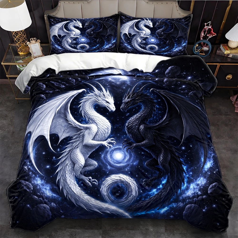 3Pc Starry Sky Dragon Totem Du - đánh giá và giá Duvet Cover Sets With Zipper