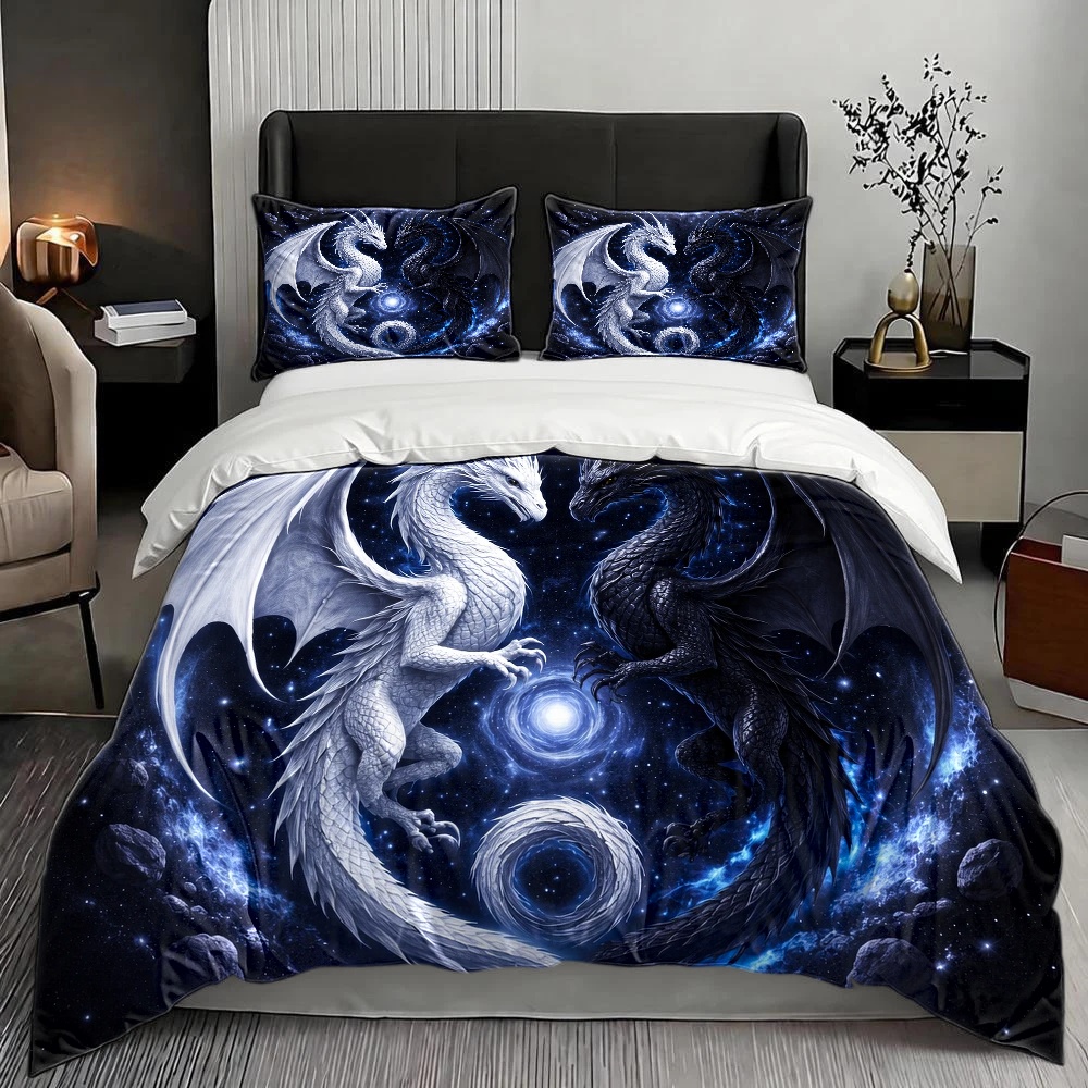 3Pc Starry Sky Dragon Totem Du - đánh giá và giá Duvet Cover Sets With Zipper